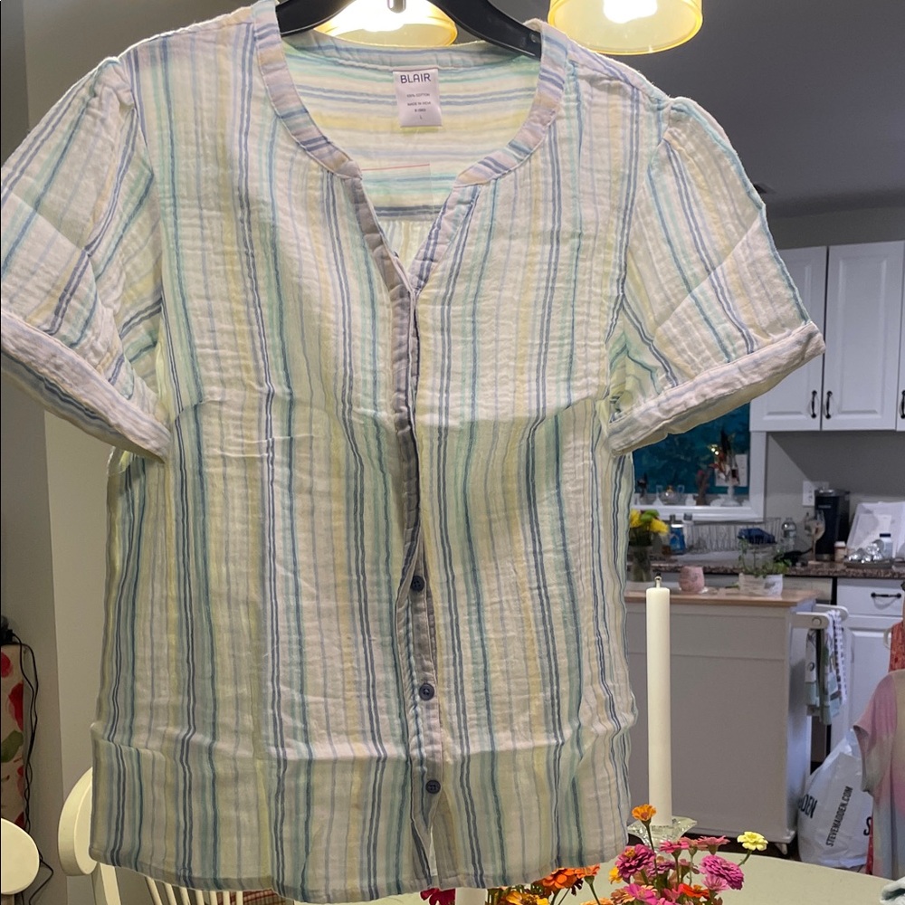 Blair Women's Pastel Striped Button Down Shirt